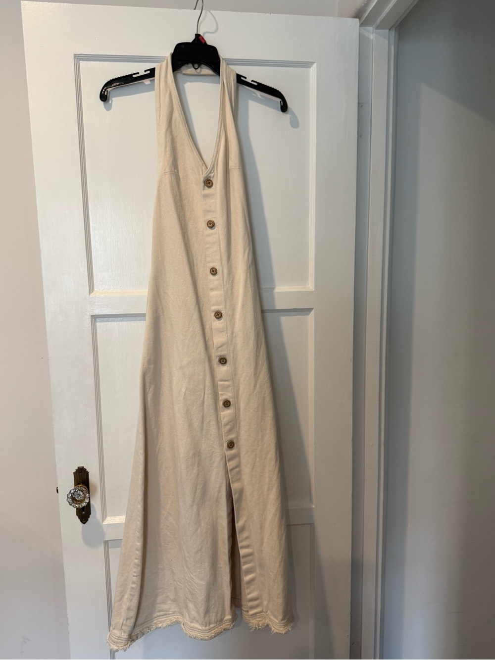 Anthropology Pilcro Sleeveless Button-Front Cream Halter Maxi Dress